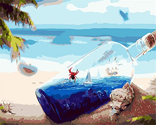 YEESAM ART Arte de arte en botella controladora, pintura por números, 16 x 20 pulgadas, pintura al óleo, pintura al óleo, arte de pared (botella, sin marco)