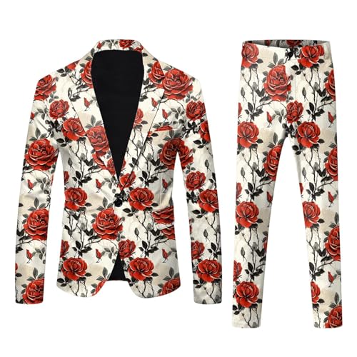 Mens Valentines Day 3D Digital Printed Suit Set Light Business Suit Jacket Suit Suit Men Fashion Suit