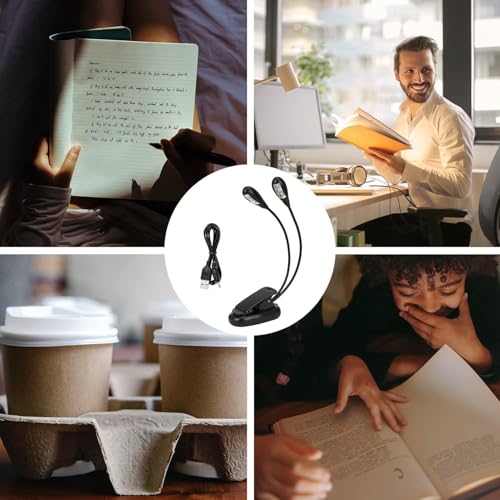 4 Stück Notenständer LED-Licht, 8 LED-Licht mit USB-Kabel Lampe, Einstellbare Helligkeit 2 Gänge, Geeignet für Klavierständer, Schreibtisch, Notenständer