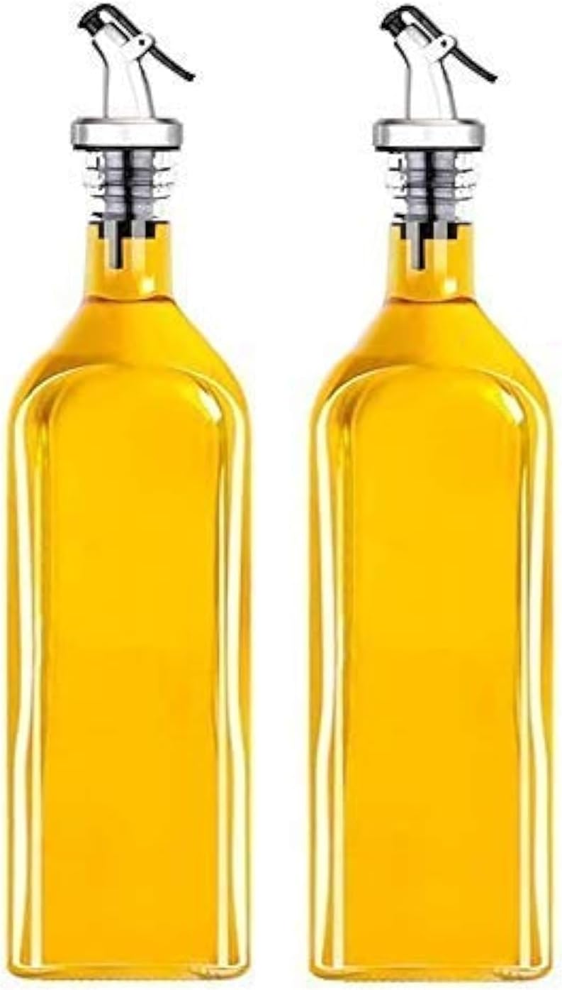 AvoraOil Dispenser for Kitchen 1 Litre Glass Clear 1000 ml Pack of 2
