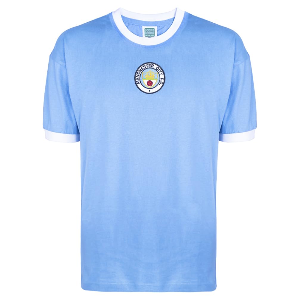 Score Draw Manchester City 1972 Retro Football Shirt Blue XS Cotton