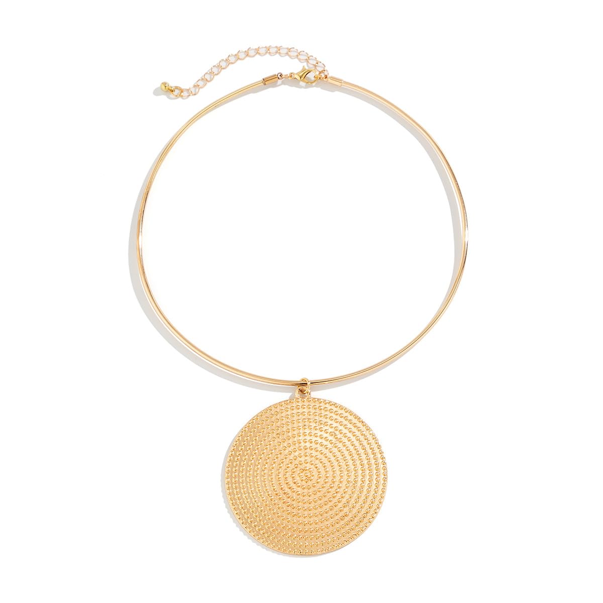QUECY® Metal Necklace with Large Round Pendant for Women- Golden Colour (B0CPLSDWWC) Amazon Price History, Amazon Price Tracker