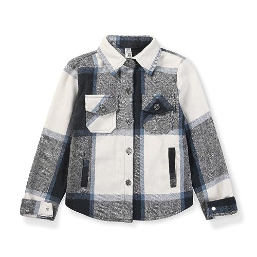 Girls Flannel Plaid Shacket Button Down Long Sleeve Casual Shirt Shackets Fall Jacket Clothes