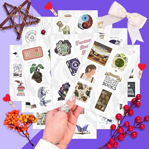 Image of 100Pcs Fantasy Book Stickers for Water Bottle and Laptop - Fantasy Book Party Favors & Decorations, Waterproof Vinyl Decals, Gifts for Women & Men