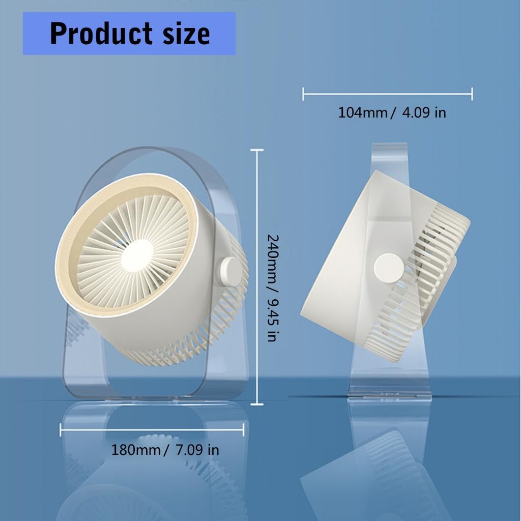 USB Charging Desktop Fan Wall Mounted Electric Cooling Fan with 2000mAh Rechargeable Battery Lightweight Desk Fan