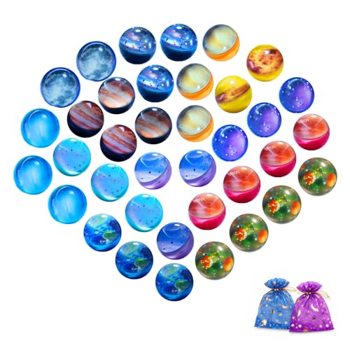 CoralBloom Balles Rebondissantes Espace 36 Pièces 32mm – Cadeaux d'Invités Anniversaire Enfant | Jouets Sacs de Fête