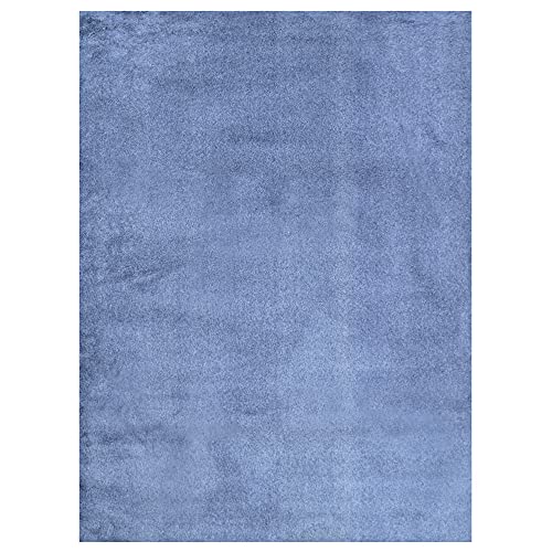 Tapete Fur Faux 5'x7' Azul Denim Suave Antideslizante miniatura 3