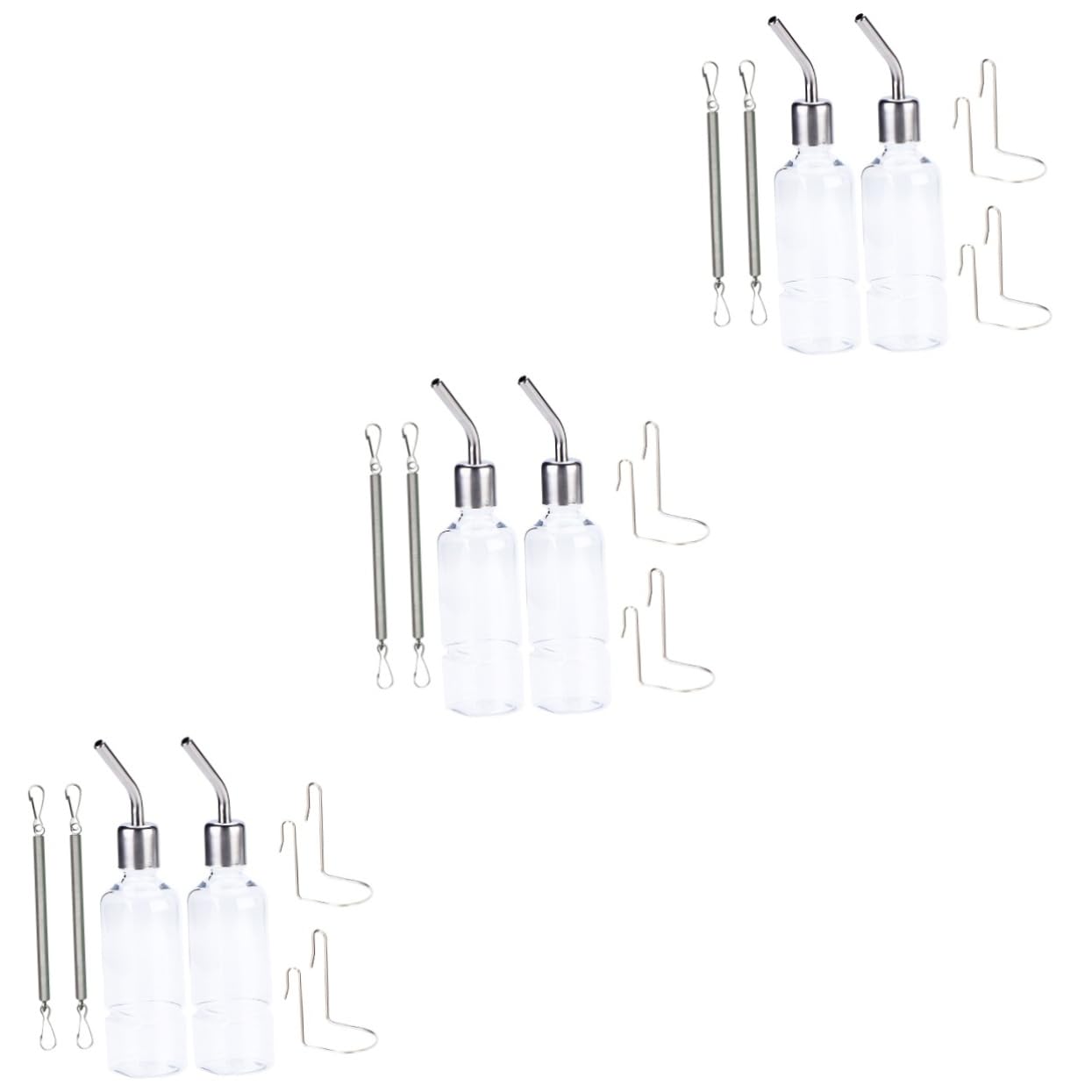 FOMIYES 6piezas Botella De Agua para Mascotas De Bebedero Colgante De Inoxidable para Conejos Hámsters y Roedores Instalación Fugas Pack