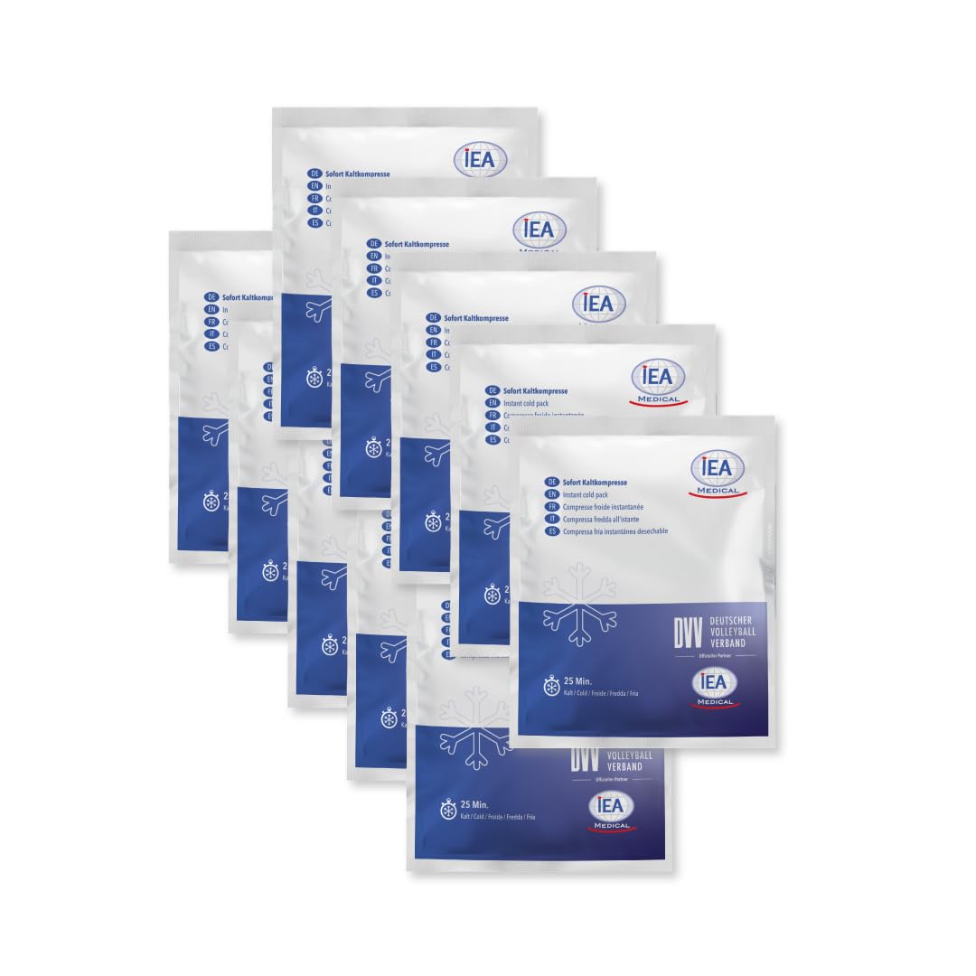 IEA Medical Sofort-Kälte-Kompresse (15,3 x 12,7 cm) 10 Stück | Einmal-Kühlpacks für Prellungen, Insektenstiche und andere Verletzungen | Einfach verwendbare Kühlpads | Vielseitig Einsetzbar Weiß