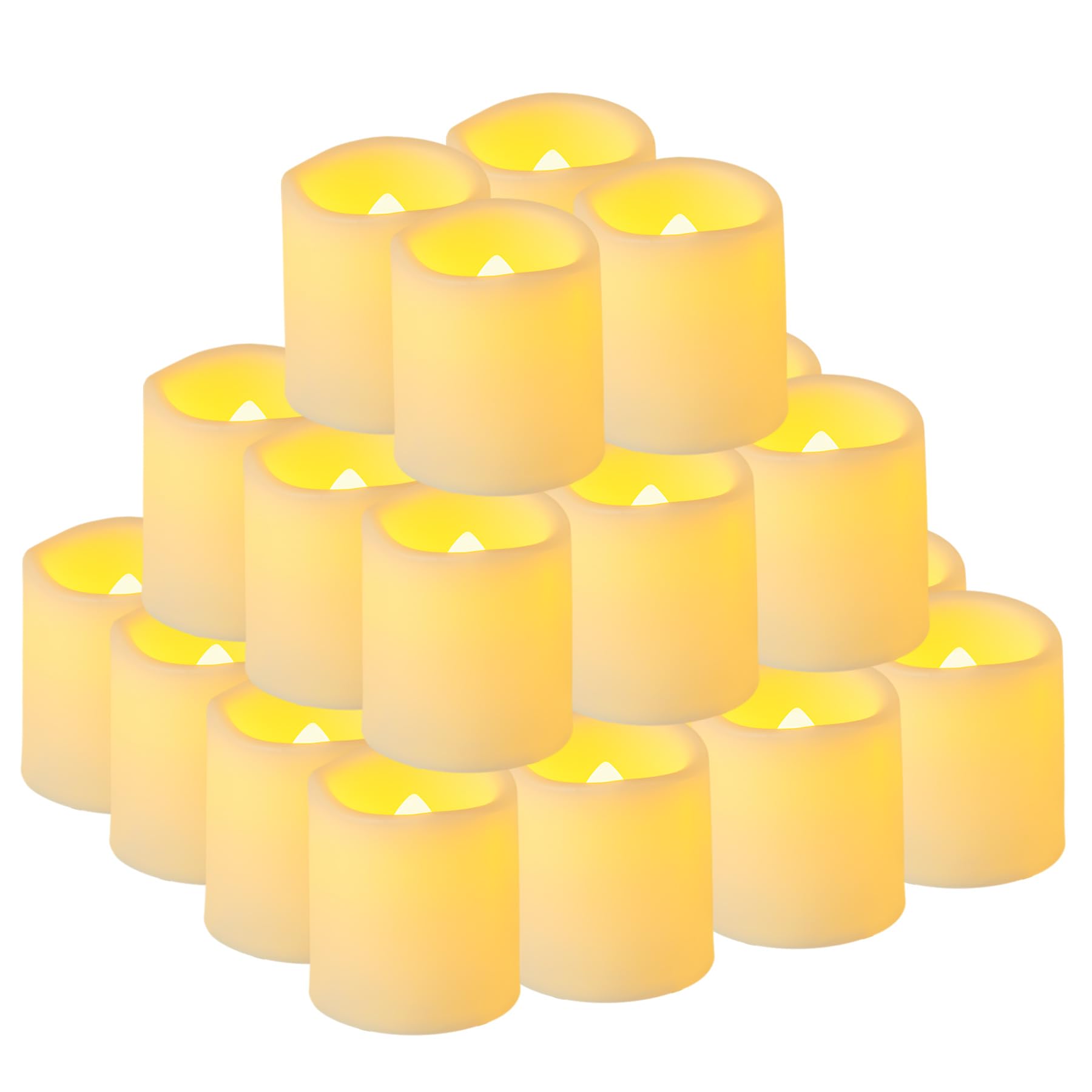 Yakpo 36 Pcs (4.6Cm Height, Warm White) 36 Pack 3.8Cm X 4.6Cm Flameless Tea Lights Battery Operated, Flickering Led Votive Candle Electric Flicker Fake Tealights Bulk For Wedding Halloween Lantern Light For Christmas Home Decorations