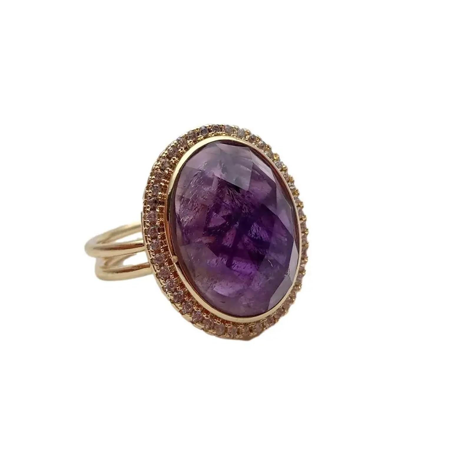 Collane da donna 14x18mm ovale viola ametista strass pavimenta anelli da dito anello regolabile gioielli anniversario