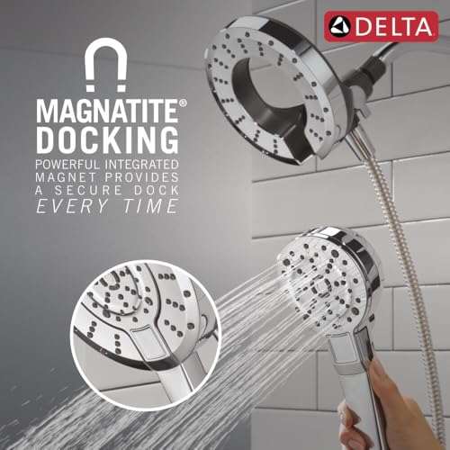 Image of Delta 5-Setting In2ition 2-in-1 Dual Shower Head with Handheld High Pressure ProClean Spray, Chrome Detachable Shower Head with Hose, 1.75 GPM Flow Rate, Chrome 75548