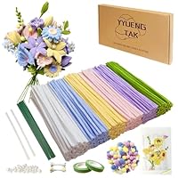 YYUENG TAK 500 Stück Pfeifenreiniger Blumen Set(6 Farben),Pfeifenputzer zum Basteln Blumen,pipe cleaners flower,mit Anweisungen,pompons,20 Stück Blumendraht,2 verschiedene Staubblatt,Klebeband