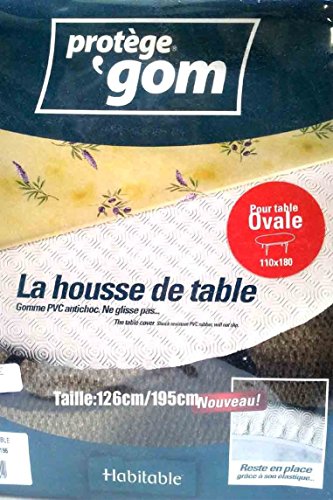 Protège table Gom OVALE housse de table élastiquée 1m25x 1m95 pour une table de environ 1m10 x 1m80