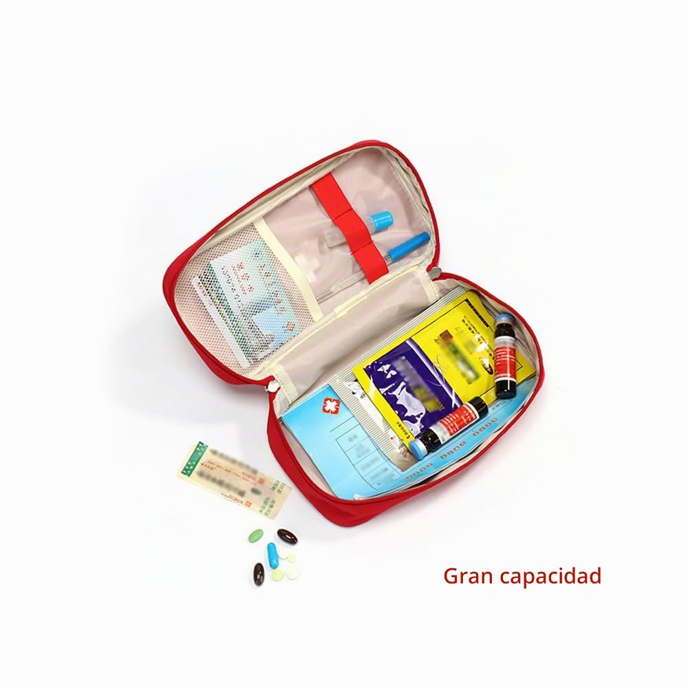 1 Bolsa de Primeros Auxilios de Seguridad vacía, Kit de Primeros Auxilios de Viaje portátil, Mini Bolsa médica, Bolsa de Almacenamiento de Paquetes de medicamentos vacía (roja)