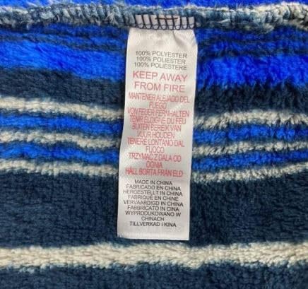 John Christian Men's Fleece Robe, Navy, Royal Blue and Light Gray Stripes4