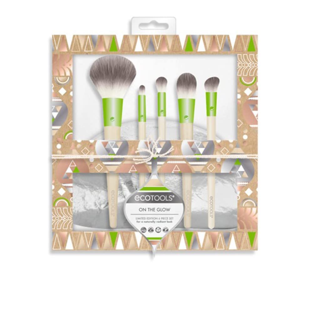 EcoTools Vibes Kit Makeup Brush Gift Set with Travel Brush Bag For Power, Foundation and Concealer