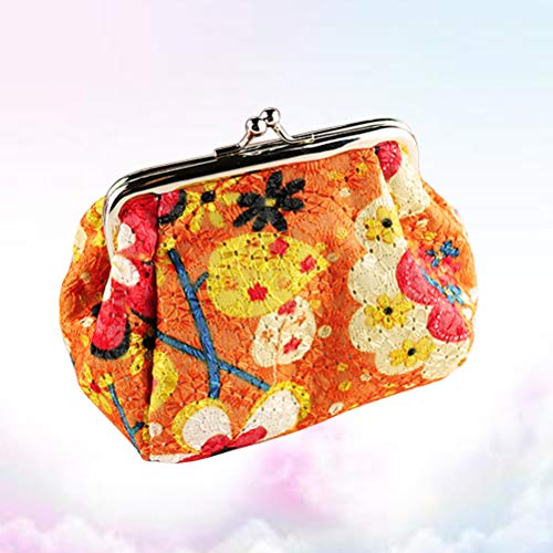 Lurrose Bolsa de moedas de pano bordado vintage flor de carga bolsa bolsa de dinheiro para mulheres
