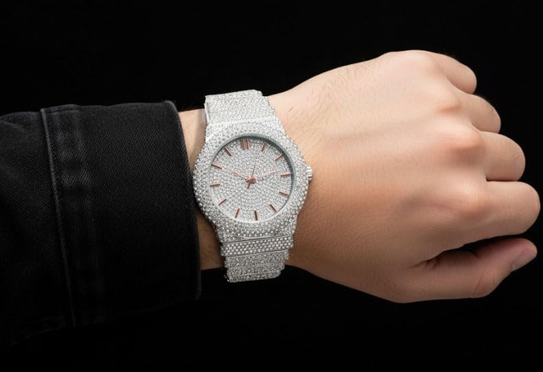 Image of ICE STAR Men's Fully Iced Diamond Watch, 46mm Case