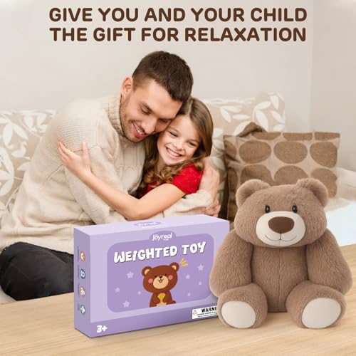 Joyreal 1.5 kg Gewichteter Teddybär gegen Angst, Angstbewältigung für Erwachsene, Gewichteter Plüschbär, Sensorische Spielzeuge für Autismus, Gewichtete Stofftiere 1,5 kg Weighted Stuffed Animal Toy