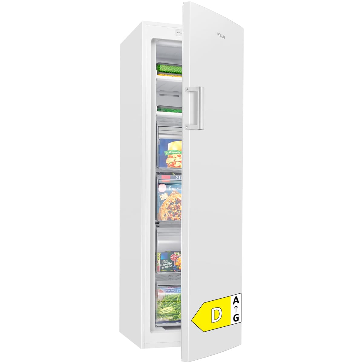 Bomann® Gefrierschrank Nofrost | Energieklasse D | 171cm | Tiefkühlschrank | MultiAirflow | leise 39dB | bis zu -22°C | Türanschlag wechselbar | 204L Freezer | Gefrierschrank gross | GS 7366 weiß