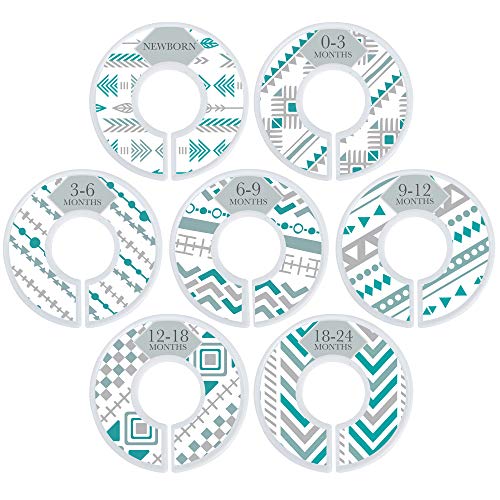 Baby Nest Designs Unisex Baby Hangers And Teal Closet Dividers – Cute Nursery Organizer With 7X Baby Size Dividers (Infant Newborn Clothing To 24 Months) And 20X Velvet Hangers For Baby Clothes #TOP4