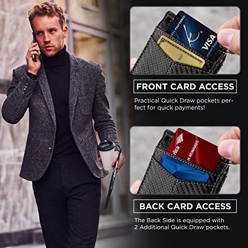 Image of SERMAN BRANDS RFID Blocking Wallet Slim Bifold - Genuine Leather Minimalist Front Pocket Wallets for Men with Money Clip Gift