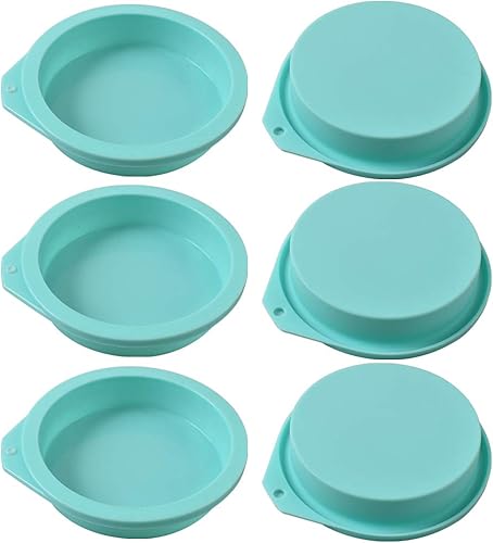 Molde redondo de silicona para pastel, 6 paquetes de molde de silicona de 4 pulgadas para hornear pasteles, posavasos de resina, pasteles de capas,