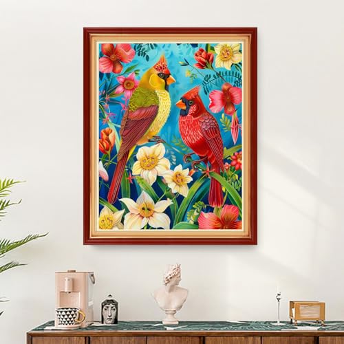 Image of Findvoor Stamped Cross Stitch Kits for Beginners Full Range of Cross Stitching Embroidery Pattern for Adults, 11CT DIY Needlepoint Embroidery Starter Kits-Couples, birds, flowers 16x20 inch