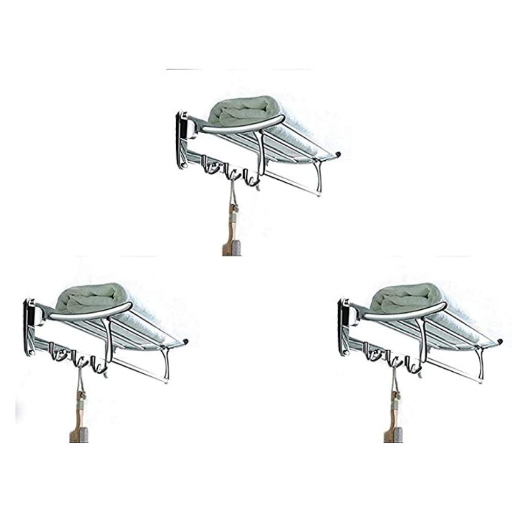 CSI INTERNATIONAL Stainless Steel Folding Towel Rack Stand Holder 1.5 feet Long for Bathroom/Towel Shelf/Stand/Hanger (Pack of 3) (B084QCZCQW) Amazon Price History, Amazon Price Tracker