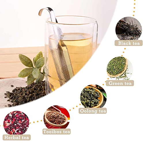 2 Filtros de té, Difusor de té de Acero Inoxidable, Filtro de té de Hojas Sueltas Colador de té de Malla de Mango Largo… - Imagen 6