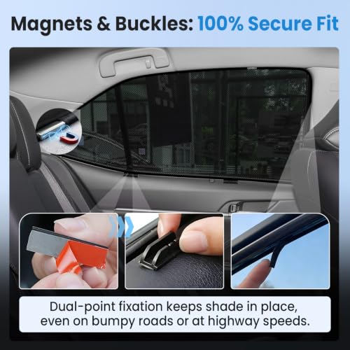 Image of KUST Car Window Shades for 2018-2024 Toyota Camry Accessories, Breathable Mesh Magnetic Window Covers, Rear Back Side Window Sun Shades UV Block Privacy Protection for Baby Camping Napping 2PCS