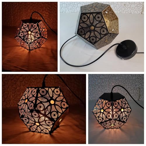 Image of DECOHOME Modern Hanging Ceiling Lamp Lights for Home & Decor | Premium Finish Pendant Light for Living Room, Bedroom & Dining Area | Stylish Indoor Lighting | Chandelier Lights (Geo-Gold)