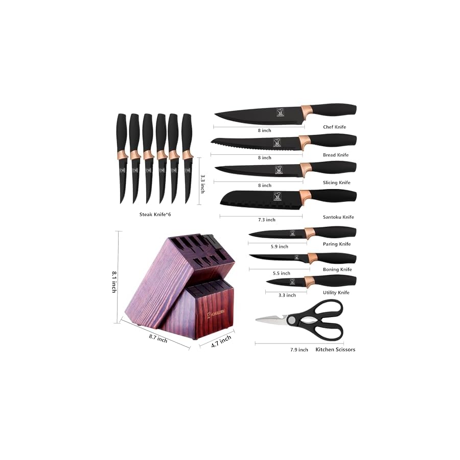 Kitchen-Knife-Set-with-Block-Professional-Stainless-15pcs-Knife-Sets-with-Built-In-SharpenerKnives-Set-with-Wooden-Block-For-Chefs-Family Kitchen Knife Set with Block, Professional Stainless 15pcs Knife Sets with Built-In Sharpener,Knives Set with Wooden Block For Chefs Family
