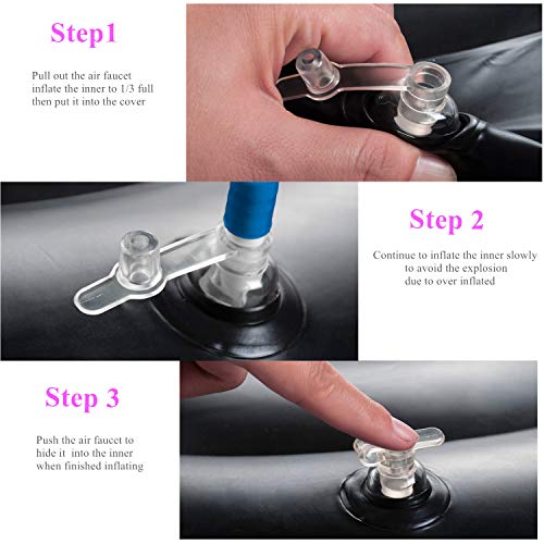 In4 Care Inflatable Ottoman Footrest Stool With Portable Air Pump And Storage Bag, Used For Indoor Or Outdoor, Kids Or Adults, Camping Or Home-White Black Stripes #TOP5