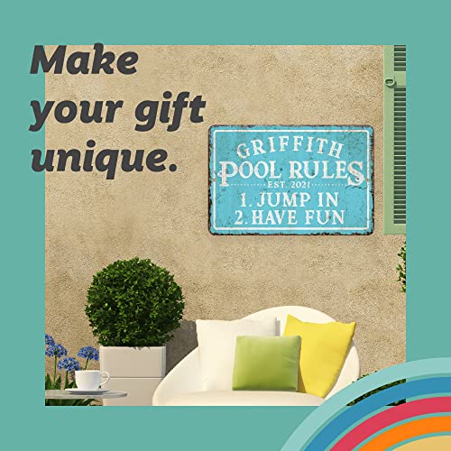 Cartel metálico personalizado reglas piscina 6x4 pulg miniatura 2