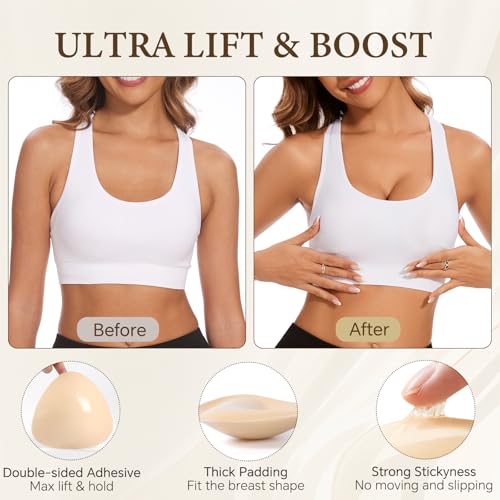 Image of Sticky Bra Inserts, Double-sided Sticky Push Up Inserts, Reusable Bra Pad Inserts for Bikini Dress Swimsuit Sports Bra