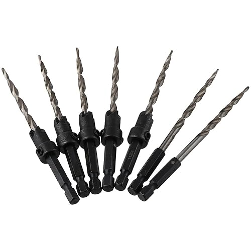 Miniatura 5 de Juego de 9 brocas cónicas para tornillos piloto para disfrutar de un juego universal de fregadero, perfecto con llave hexagonal en L, juego de