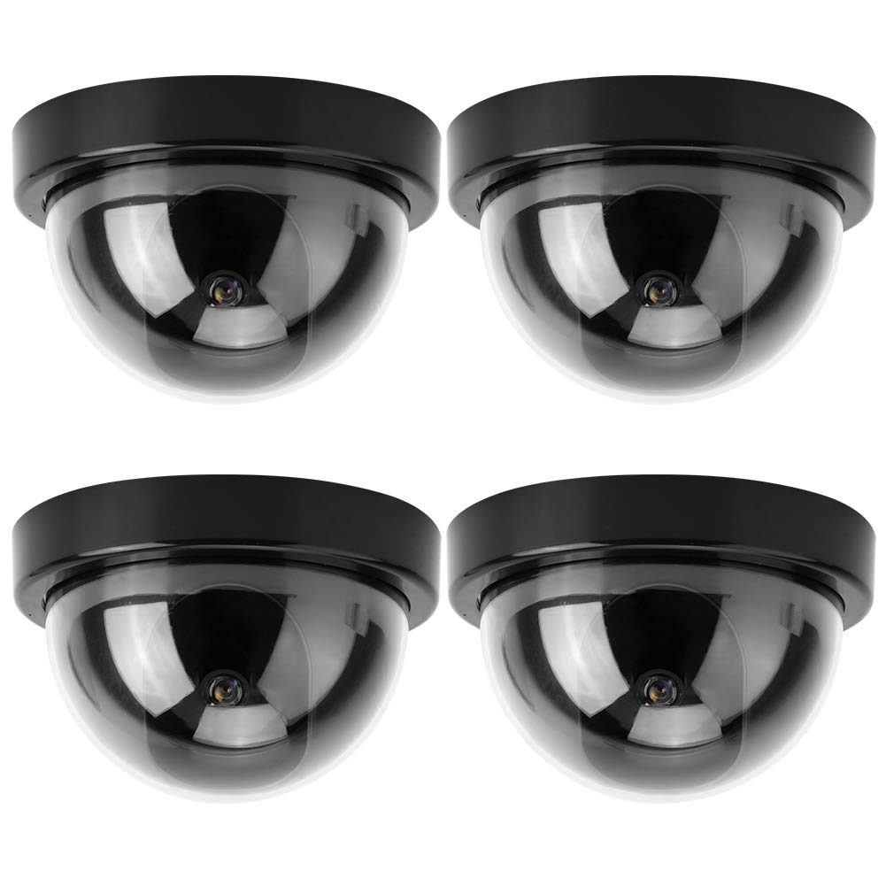 Outdoor Camera Dummy Security Cameras Fake D,Surveillance Cameras 4Pcs Dome Simulation Camera CCTV Dummy Fake Security Camera with Flashing Led Light (White) (Black)-image-21