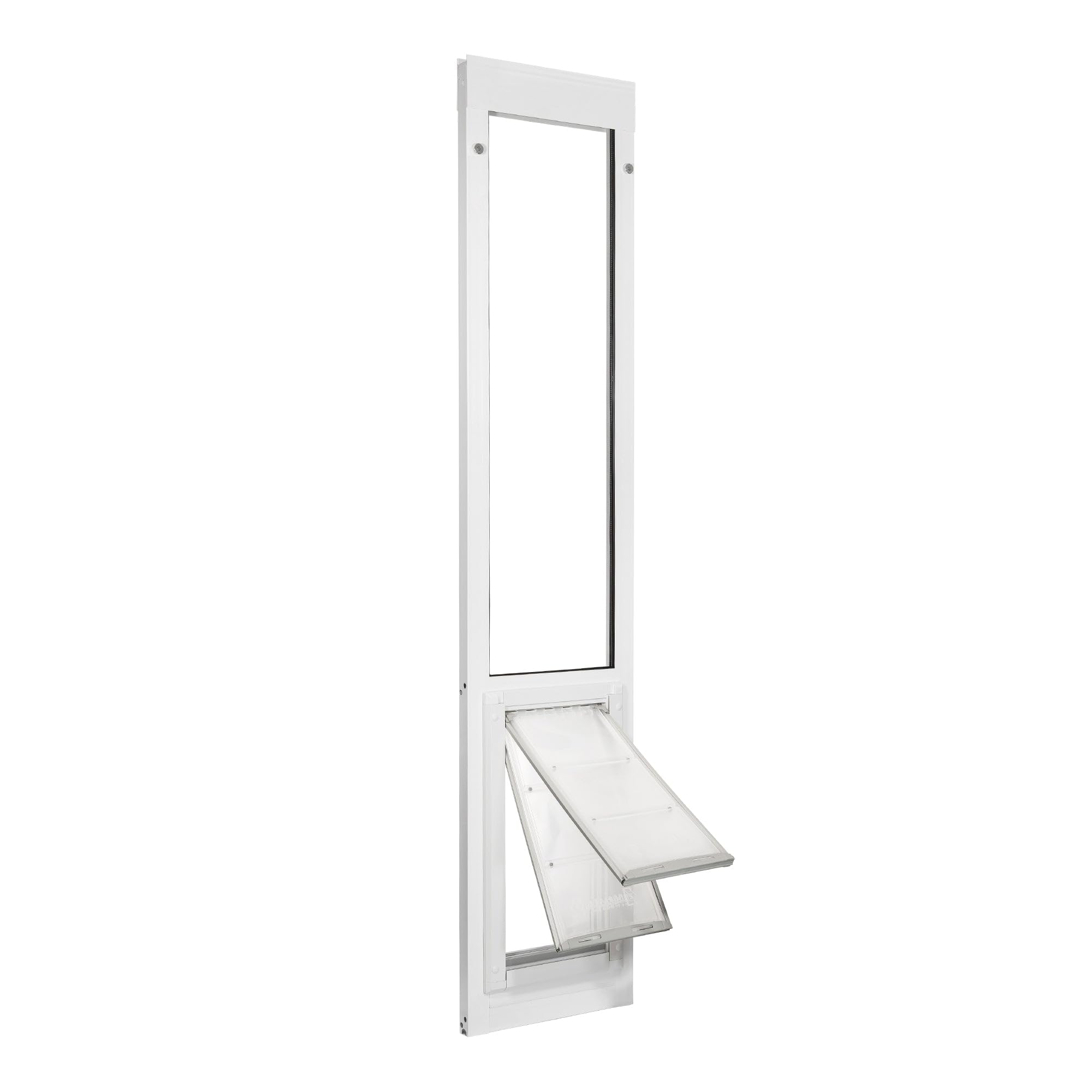 Endura Flap Pet Door for Vinyl Sliding Glass Doors | Dual-Flap Extreme Weather Design | Insulated, Energy-Efficient Dog Door with Locking Security | White, Small Flap, 93.25"-96.25" Slider Height