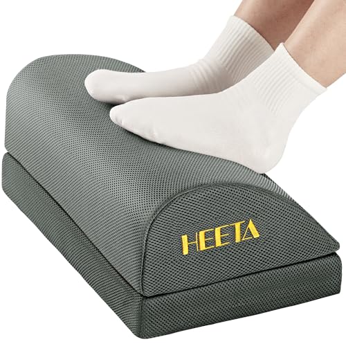 Image of HEETA Desk Foot Rest, Ergonomic Foot Rest Under Desk Adjustable 2 Optional Height Footrest Foam Non-Slip Foot Stool for Home, Office & Gaming (Gery)