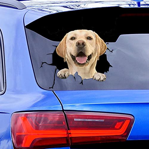 KedAiKJ 3D-Auto-Dekoration, Labrador, Riss, Vinyl, Hund, Fenster, Stoßstange, Aufkleber (25,4 x 25,4 cm)