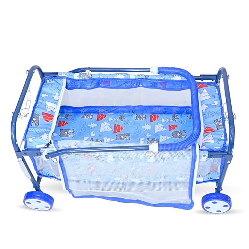 Image of AVANI METROBUZZ Small Baby Cradle with Wheels and Canopy, Foldable Design, Cortoon Pattern, for 0-6 Months Baby Boys and Girls