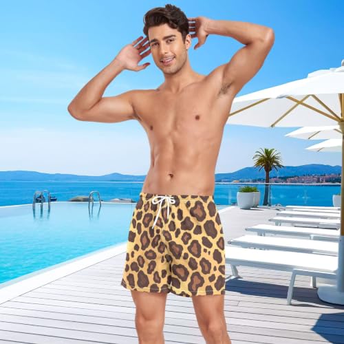 Bañador de secado rápido con estampado abstracto dorado de leopardo para hombre 3