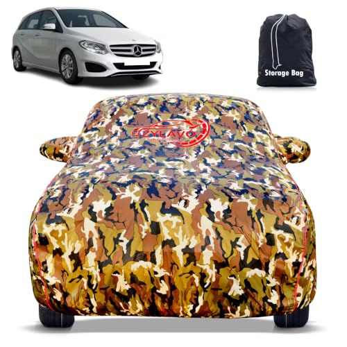 Image of Premium Car Cover for Mercedes B Class Model | Waterproof, UV & Dust Protection | Mirror & Antenna Pocket | Triple Stitched, Soft Inner Lining, Belt & Buckle (Jungle Print)