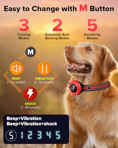 Image of XDX 2-in-1 Dog Shock Collar & Bark Collar - 3300FT Dog Training Collar with Remote, Automatic Anti-Barking, 5 Adjustable Sensitivity Levels, IP67 Waterproof E-Collar for Small Medium Large Dogs