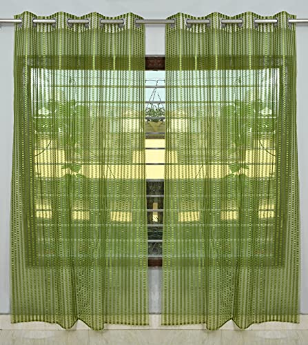 Image of HOME UTSAV 1 Piece Sheer Premium Tissue Net Polyester Curtains for Long Door 9 Feet, Green