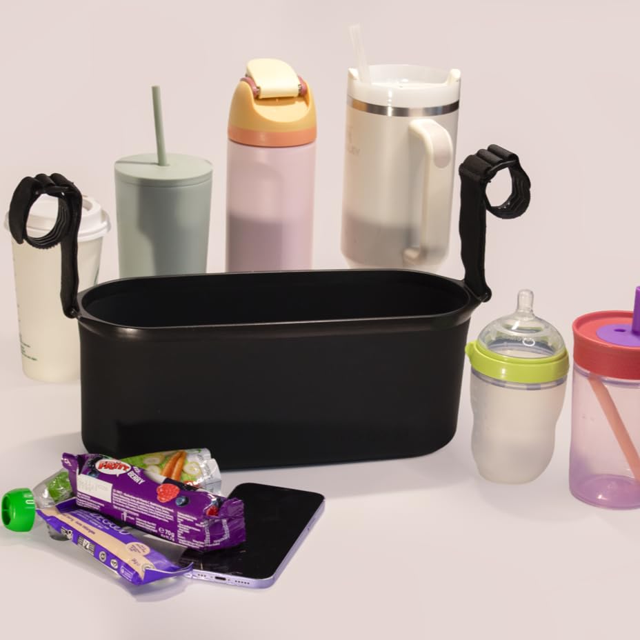 Image of Silicone Stroller Organizer with Cup Holders, Waterproof & Easy-Clean, BPA-Free Caddy with Phone Holder & Storage, Universal Anti-Slip Straps Fit UPPAbaby, Bugaboo, Nuna, Doona & Most Strollers