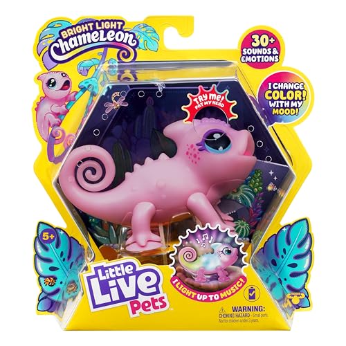 Little Live Pets Chamäleon Nova, leuchtendes, interaktives Chamäleon mit Farbwechselfunktionen, über 30 Geräusche, viele Verschiedene Stimmungen, wiederholt Worte, mit Takterkennung, inkl. Batterien