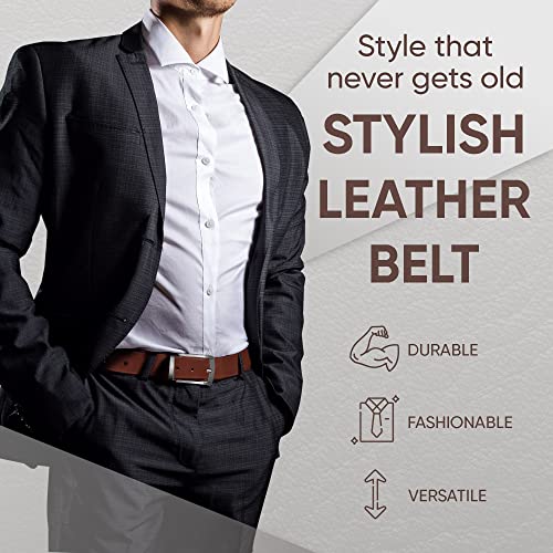 Prospero Comfort Men's Reversible Classic Dress Belt Italian Top Grain Leather Black & Brown Rotating Buckle3